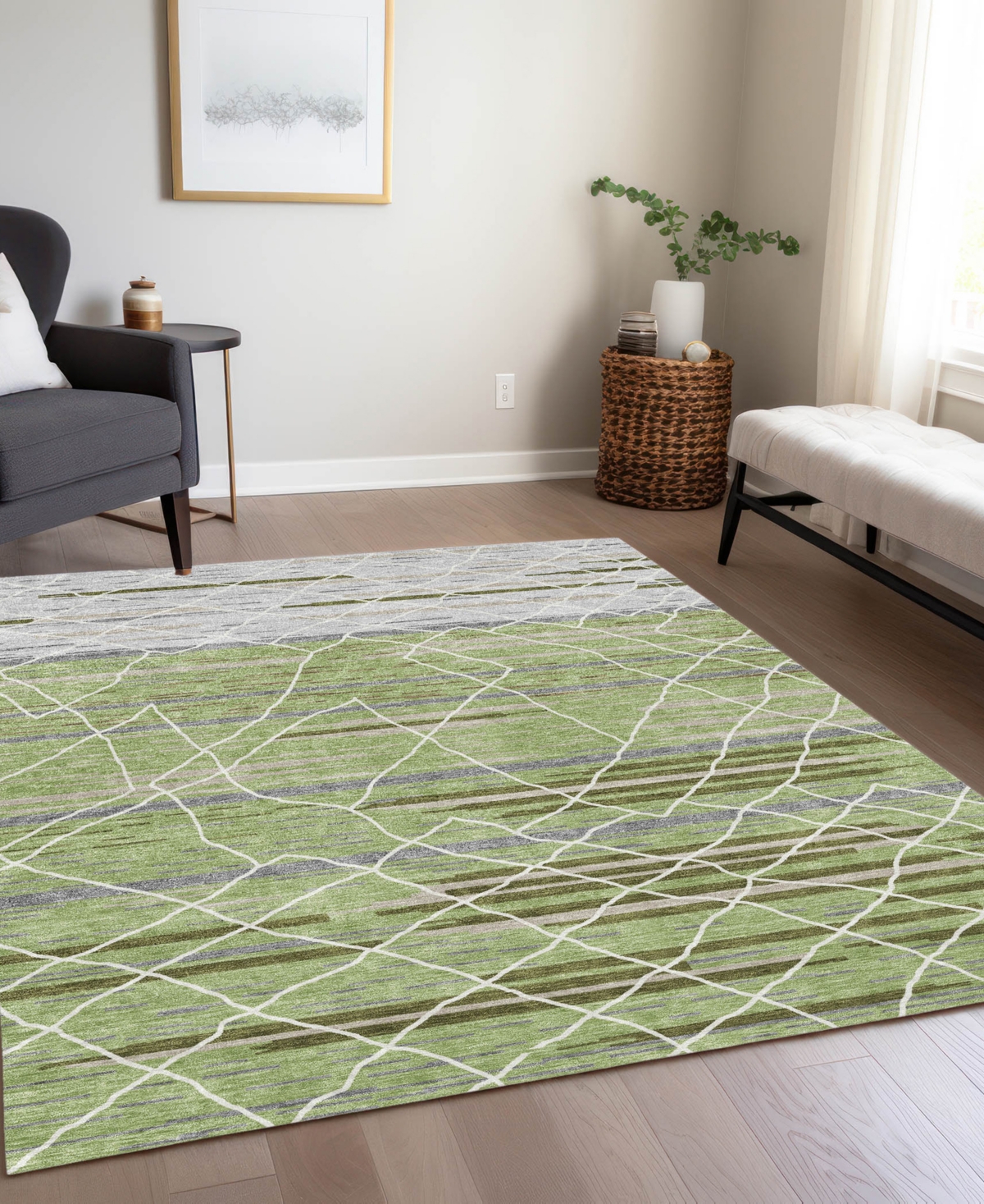 Addison Chantille Machine Washable Acn1025 9'x12' Area Rug In Grass