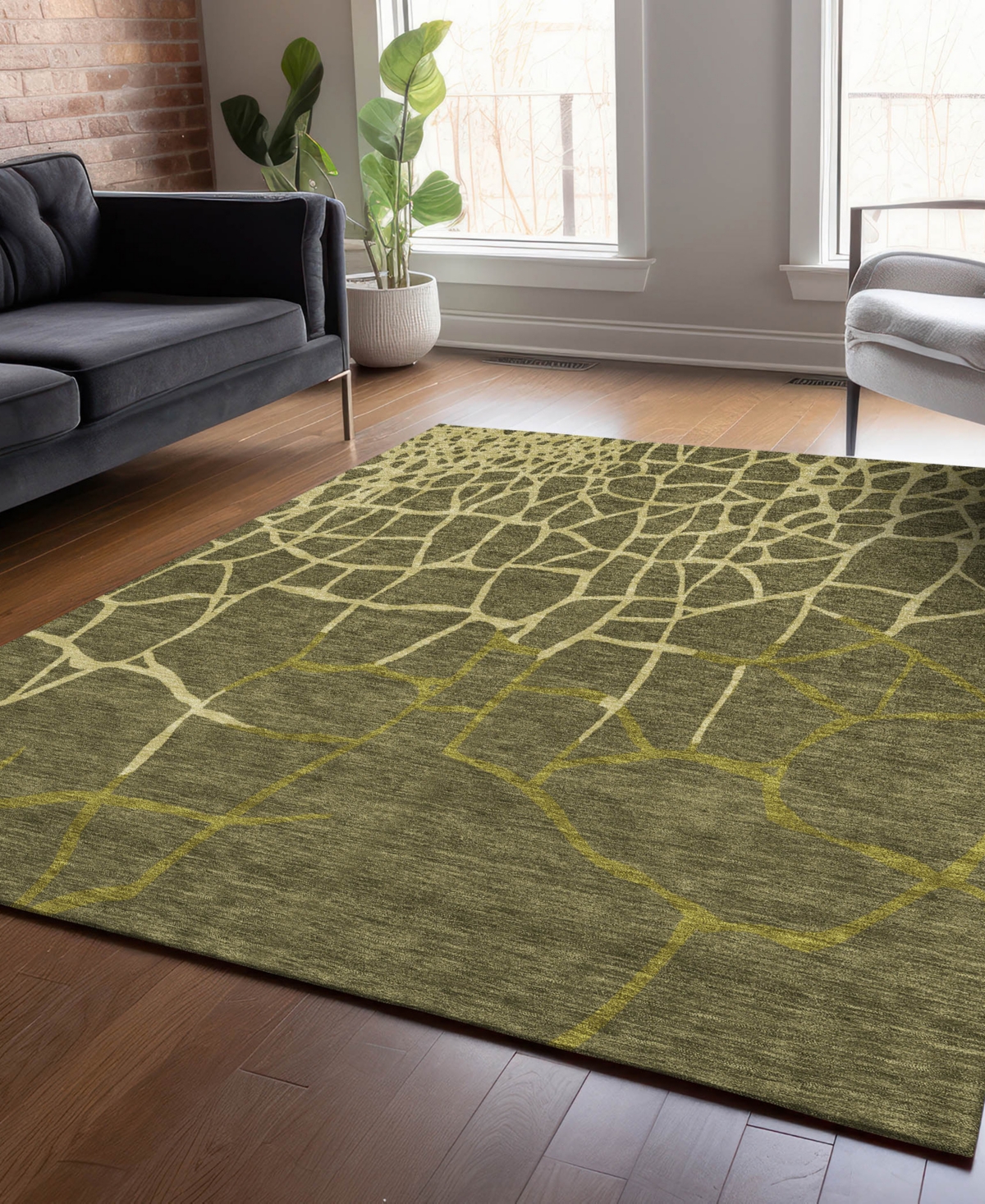 Addison Chantille Mahine Washable Acn1049 5'x7'6" Area Rug In Olive