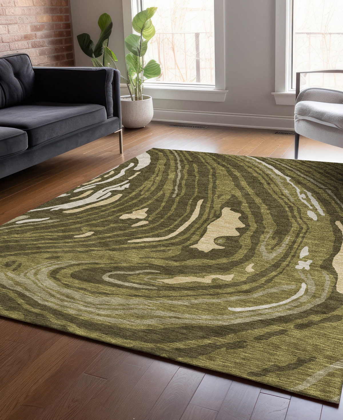 Addison Chantille Mahine Washable Acn1051 3'x5' Area Rug In Olive