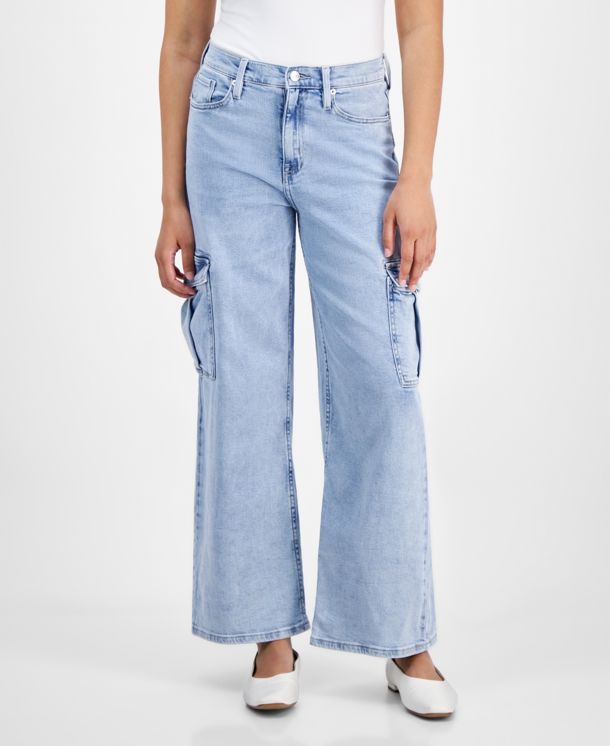 Dkny Jeans Petite High-Rise Wide-Leg Cargo Jeans