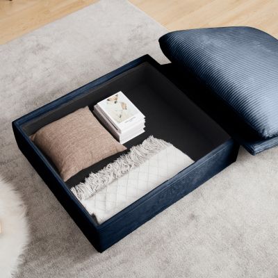 Bule Corduroy Sofa Couch, Modular Couch with Storage Ottoman, Couch Deep Seat Couches for Modern Living Room/Apartment/Office