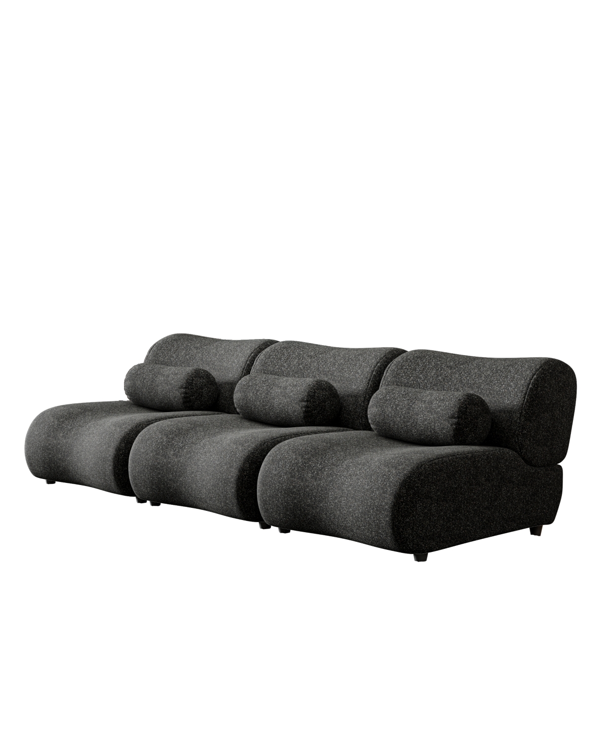Streamdale Furniture ModernChenille Sofa Set - 3-Seat Modular Sectional Couch with Cylindrical Pillows for Living Room - Stylish & Comfortable