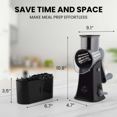 Rotary Cheese Grater with 5 Interchangeable Stainless Steel Blades