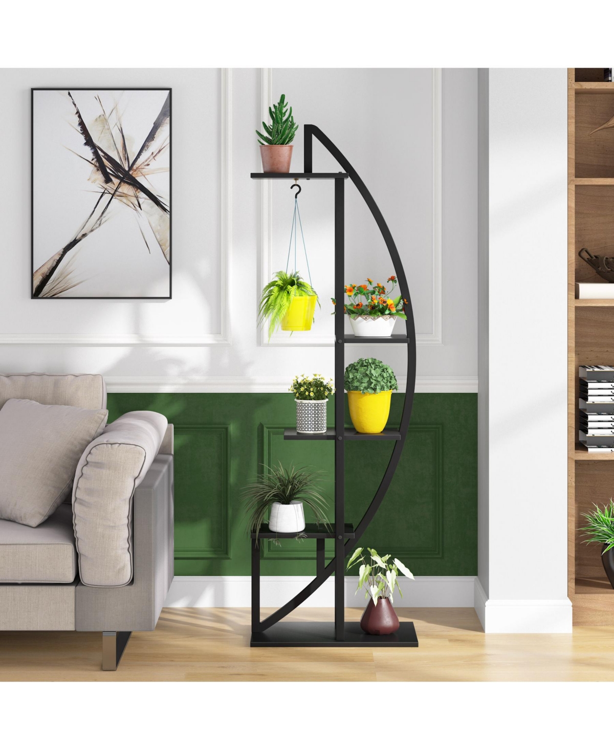 Tribesigns Multi-Purpose Curved Display Shelf Bonsai Flower Plant Stand Rack,5-Tier Plant Stand Pack of 2