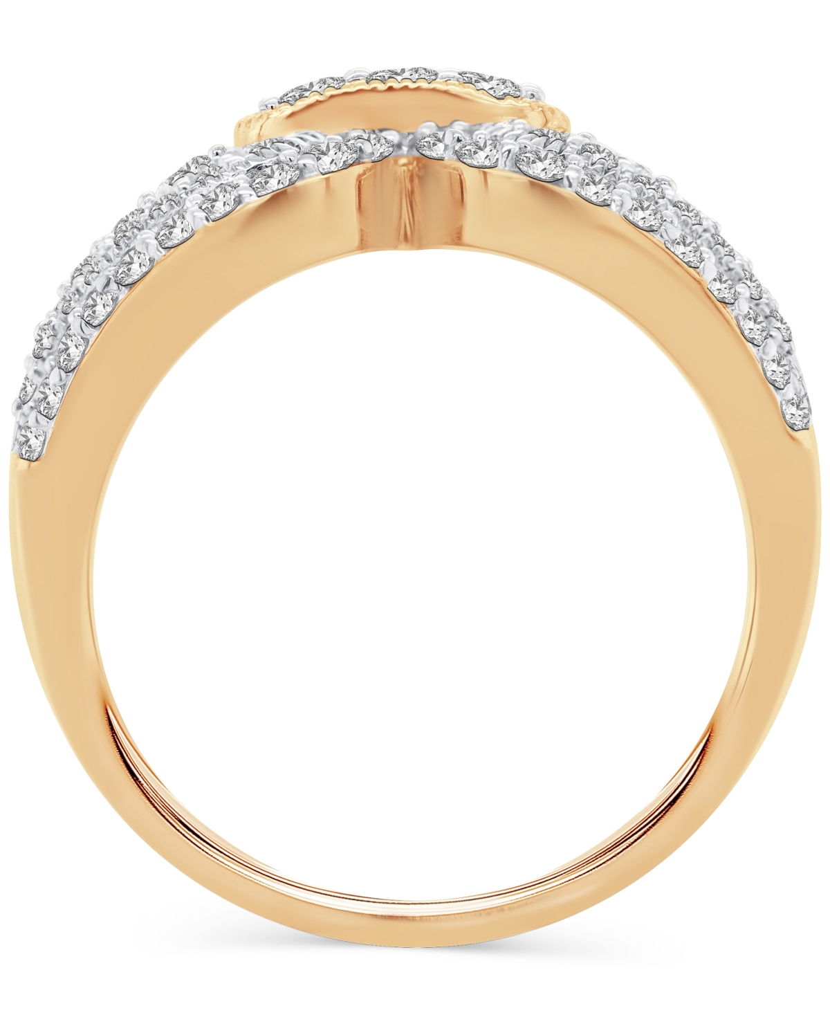 Macy's Diamond Multirow Milgrain Bead Statement Ring (1 Ct. T.w.) In 14k Gold In Yellow Gold
