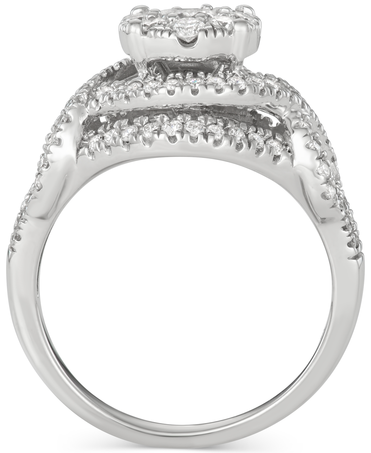 Macy's Diamond Cluster Swirl Ring (1-1/4 Ct. T.w.) In 14k White Gold In White Gold