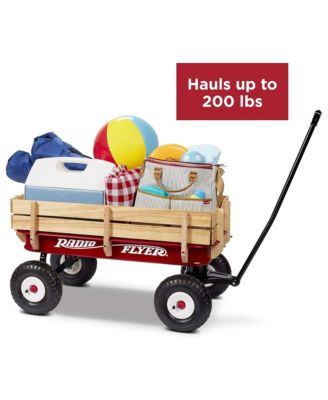 Full Size All Terrain Classic Steel and Wood Pull Along Wagon, Red