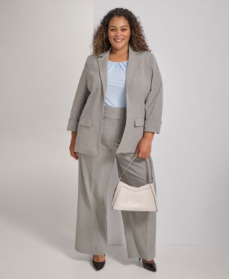 CALVIN KLEIN PLUS OPEN FRONT JACKET PLEATED CAMISOLE WIDE LEG PANTS 