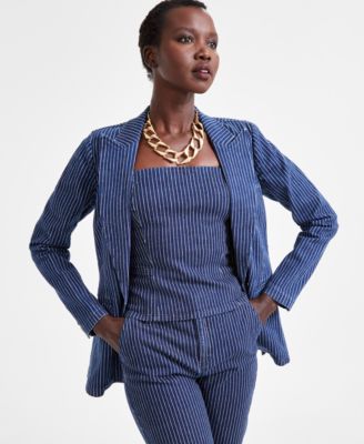 I.N.C. International Concepts - Women's Pinstriped Denim Blazer