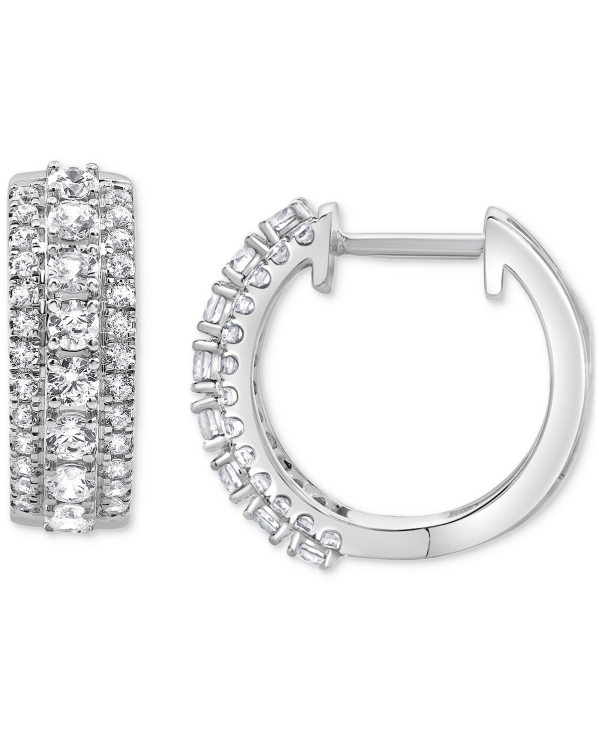Macy's Diamond Hoop Earrings (1 Ct. T.w.) In 14k White Gold In White Gold