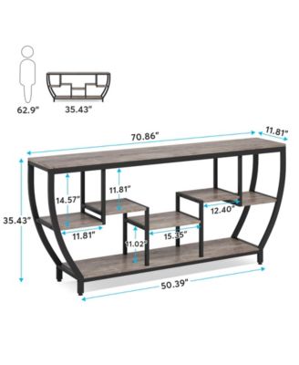 Rustic Console Table with Storage and Shelves,70.9 Inch Long Industrial Entryway Table TV Stand