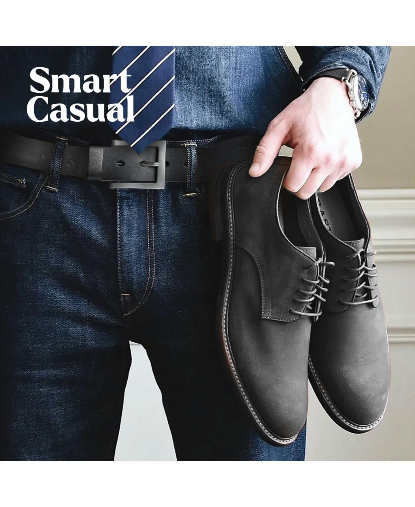 Мужской ремень Gallery Seven Mio Marino Intrepid Casual Prong Belt, цвет: Глубокий угольный — фото 6
