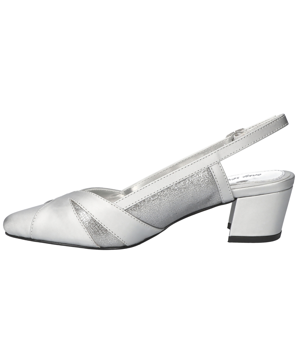Shop Easy Street Women's Avena Block Heel Pumps In Silver Satin