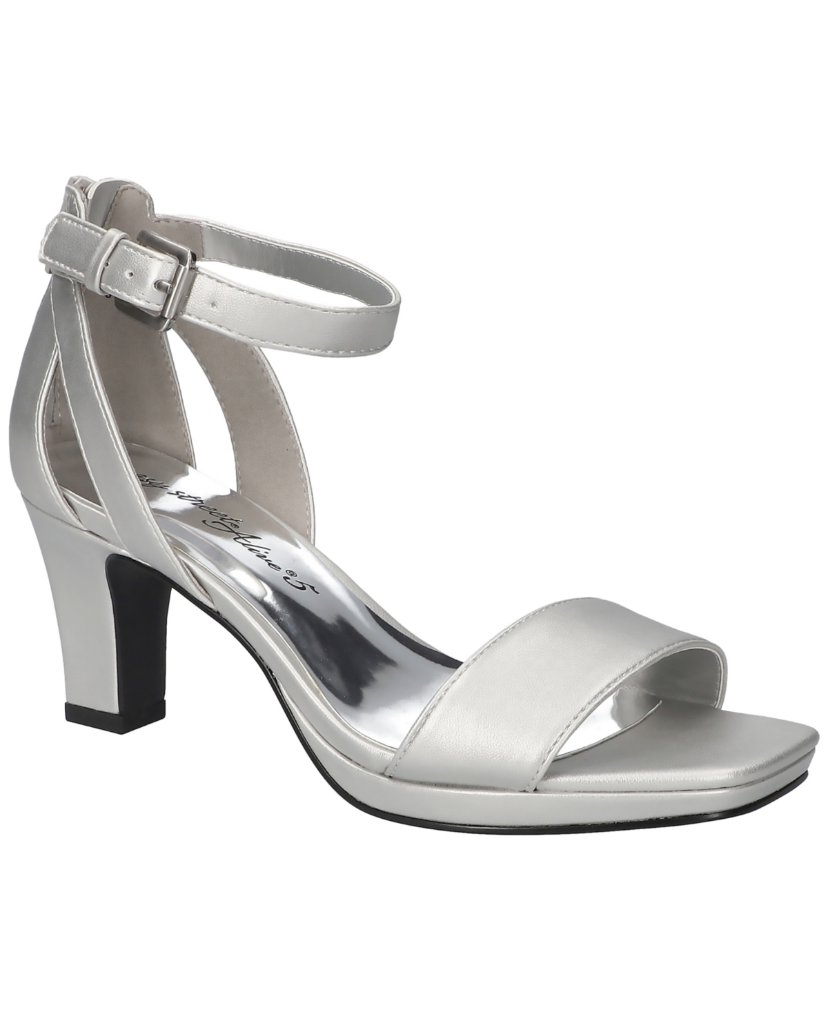 Shop Easy Street Women's Ro Square Toe Heeled Sandals In Silver