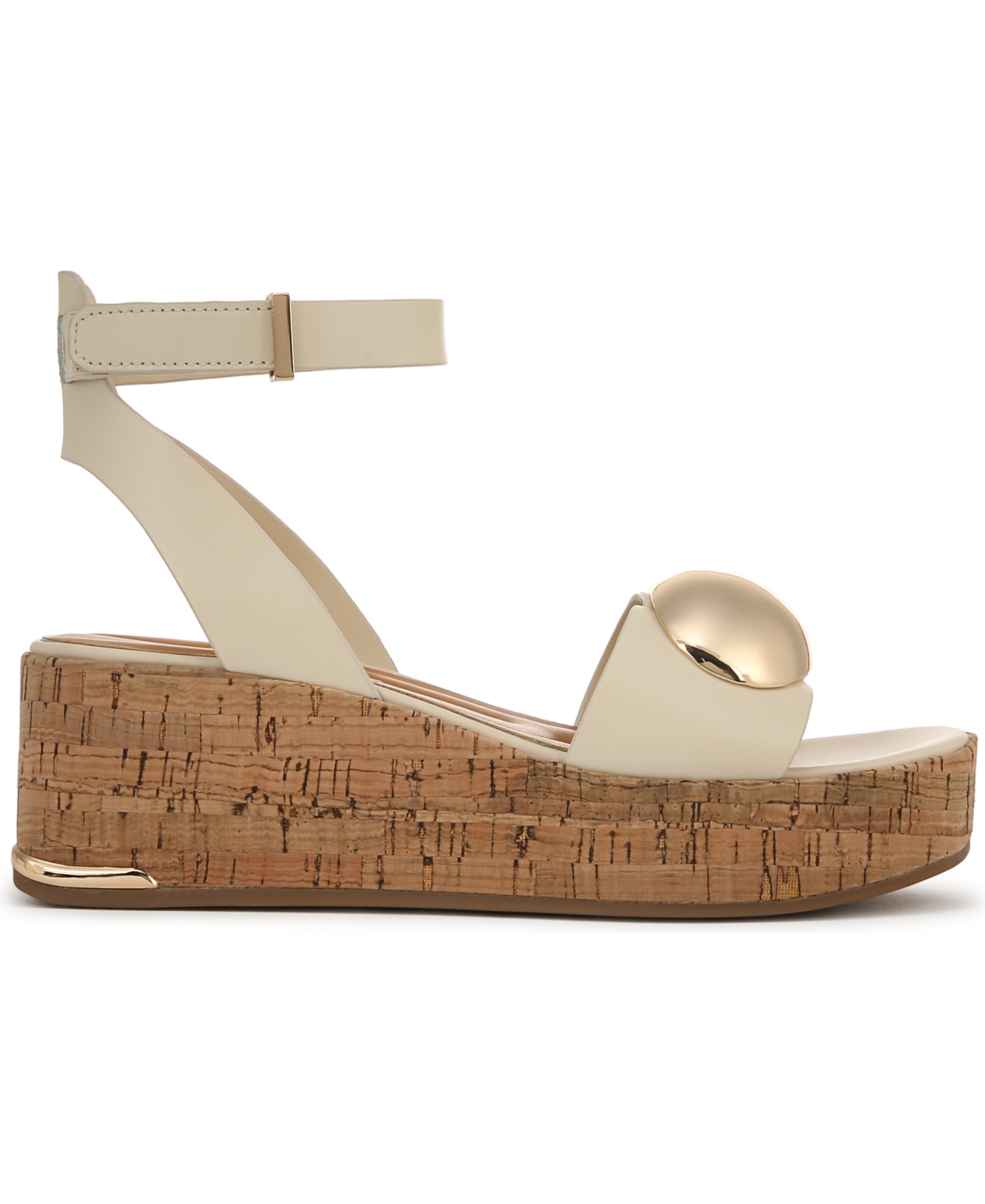 Franco Sarto Women's Taysha Ankle Strap Cork Platform Sandals In Ivory White Leather