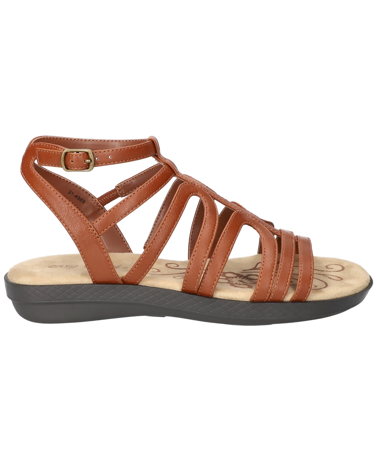 Shop Easy Street Women's Daylily Gladiator Buckle Flat Sandals In Cognac