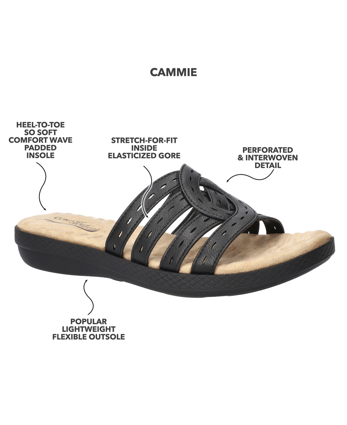 Shop Easy Street Women's Cammie Slide Slip-on Sandals In Black