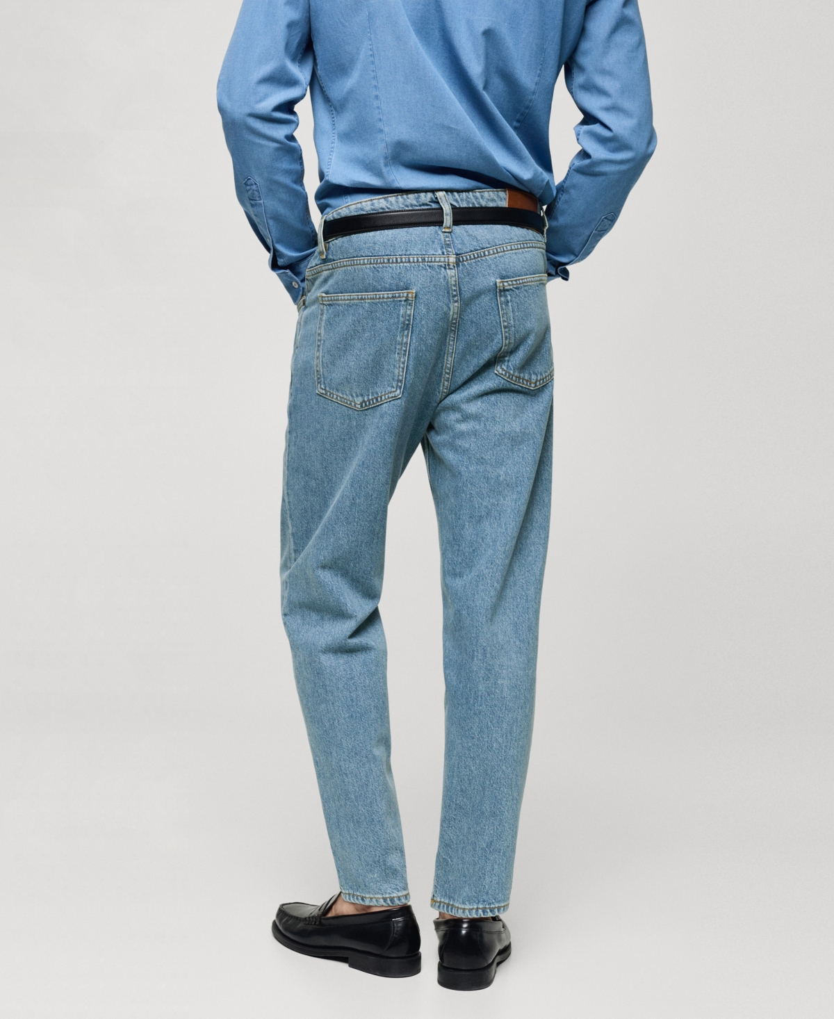 Mango Men's Light Wash Tapered-Fit Jeans