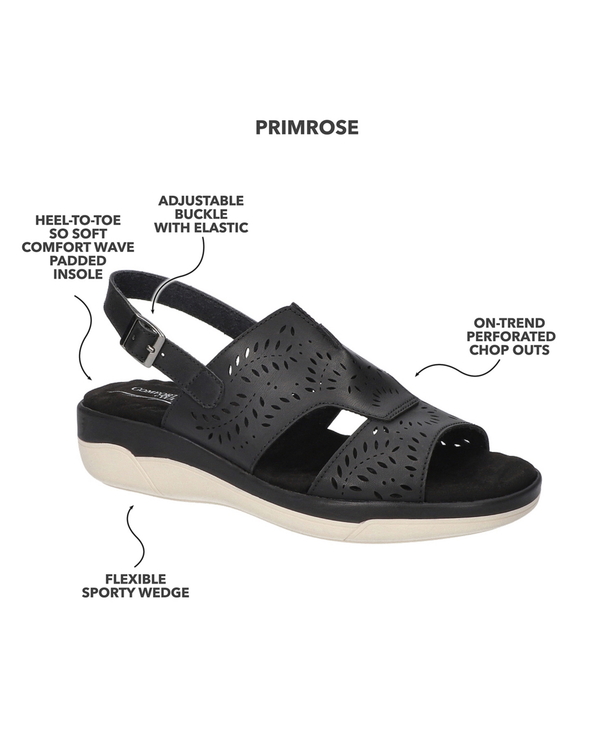 Easy Street Women's Primrose Comfort Platform Sandals In Black