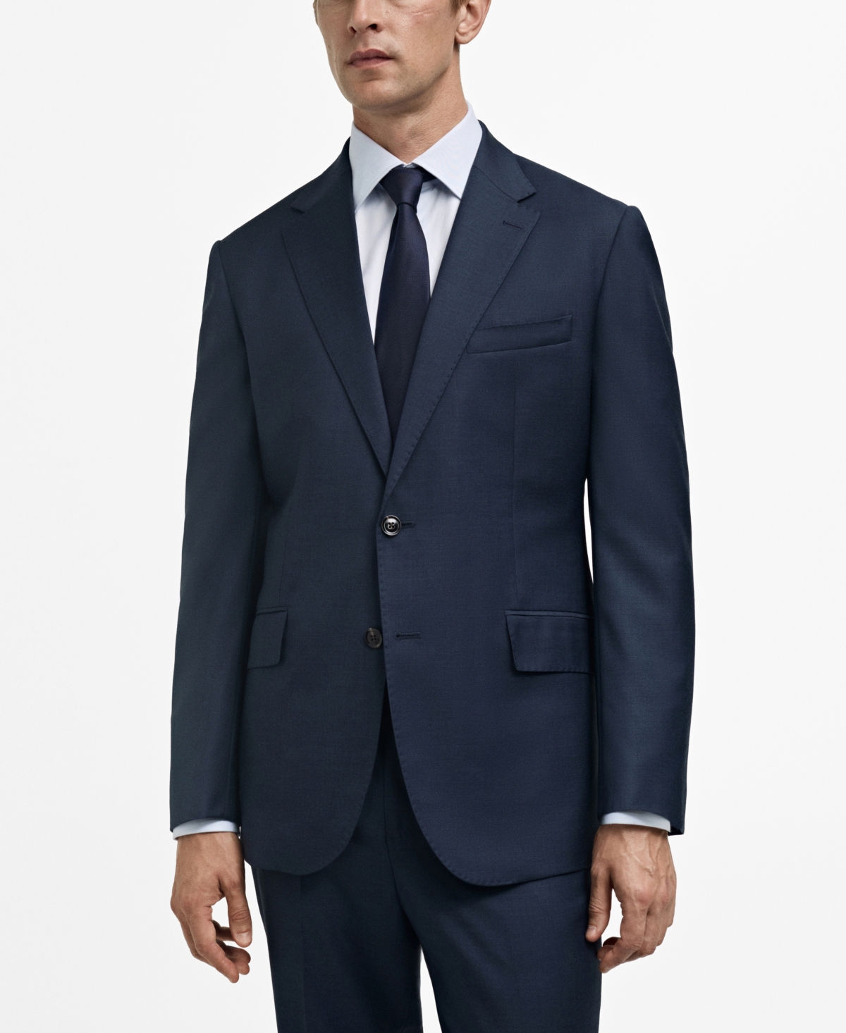 Shop Mango Men's Virgin Wool Slim-fit Suit Blazer In Dark Navy