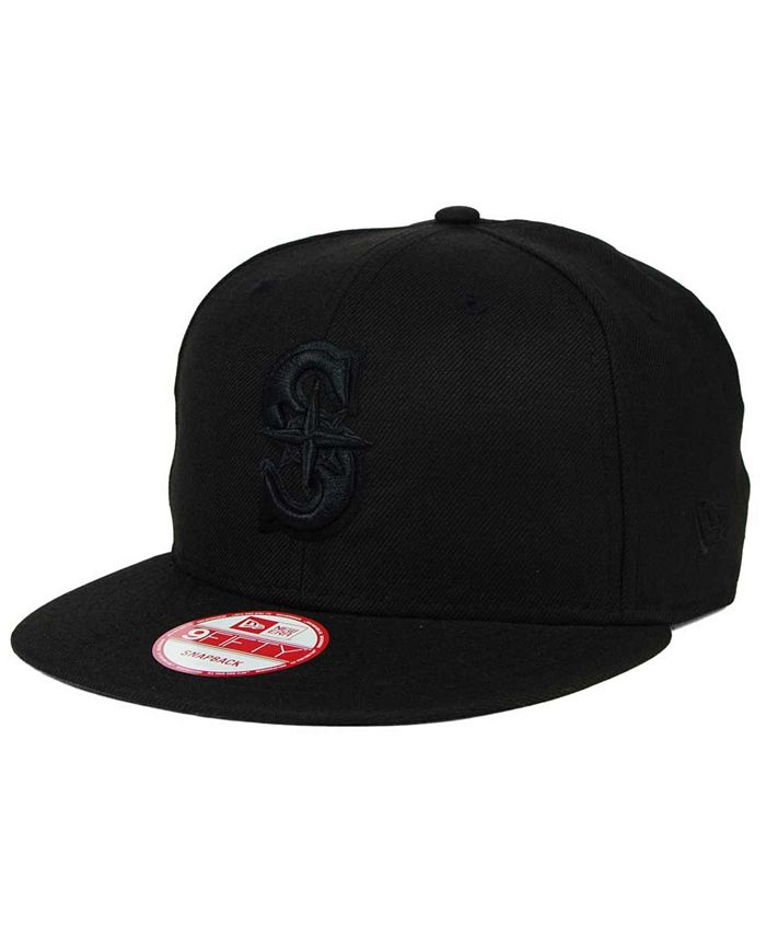 New Era Seattle Mariners Black on Black 9FIFTY Snapback Cap - Macy's