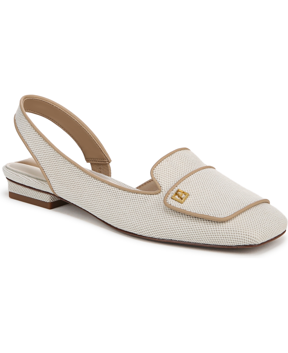 Franco Sarto Women's Teagan Square Toe Slingback Flats In Natural Beige Canvas
