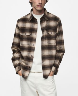 トップス UND CHECK WOOL OVER SHIRT Check wool-blend overshirt - Men | MANGO OUTLET USA
