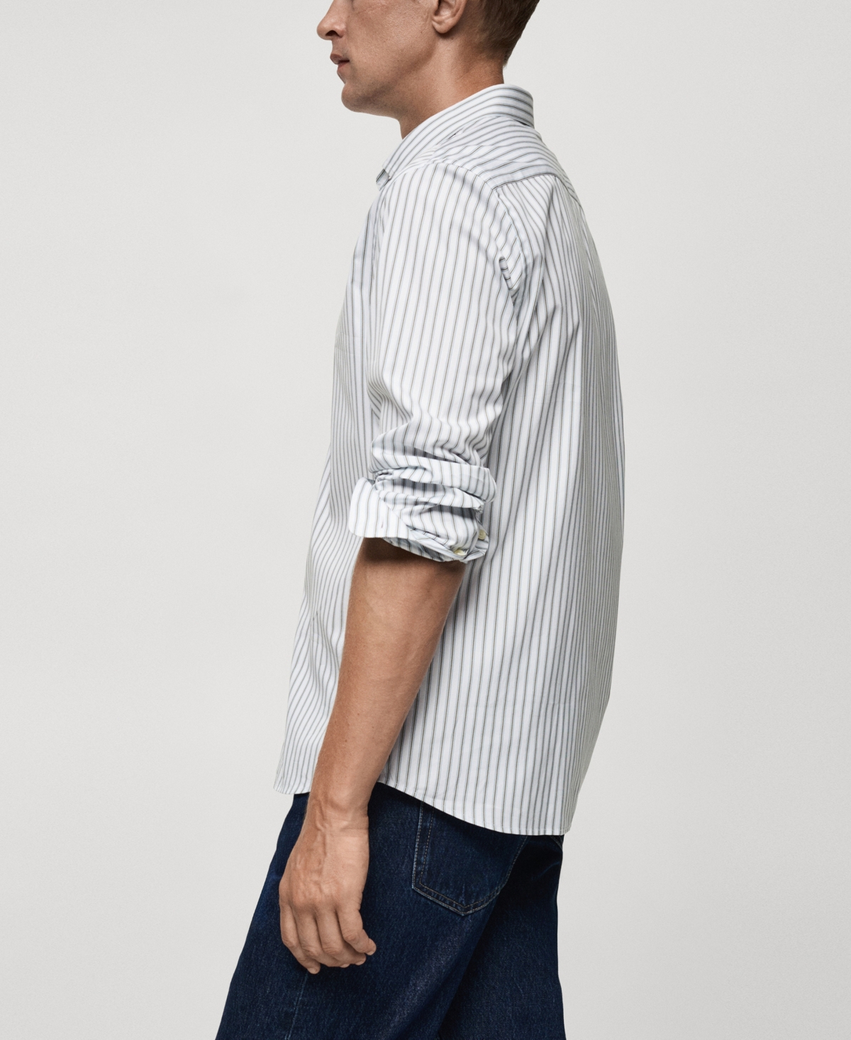 Mango Slim Fit Stripe Button-up Shirt In Khaki