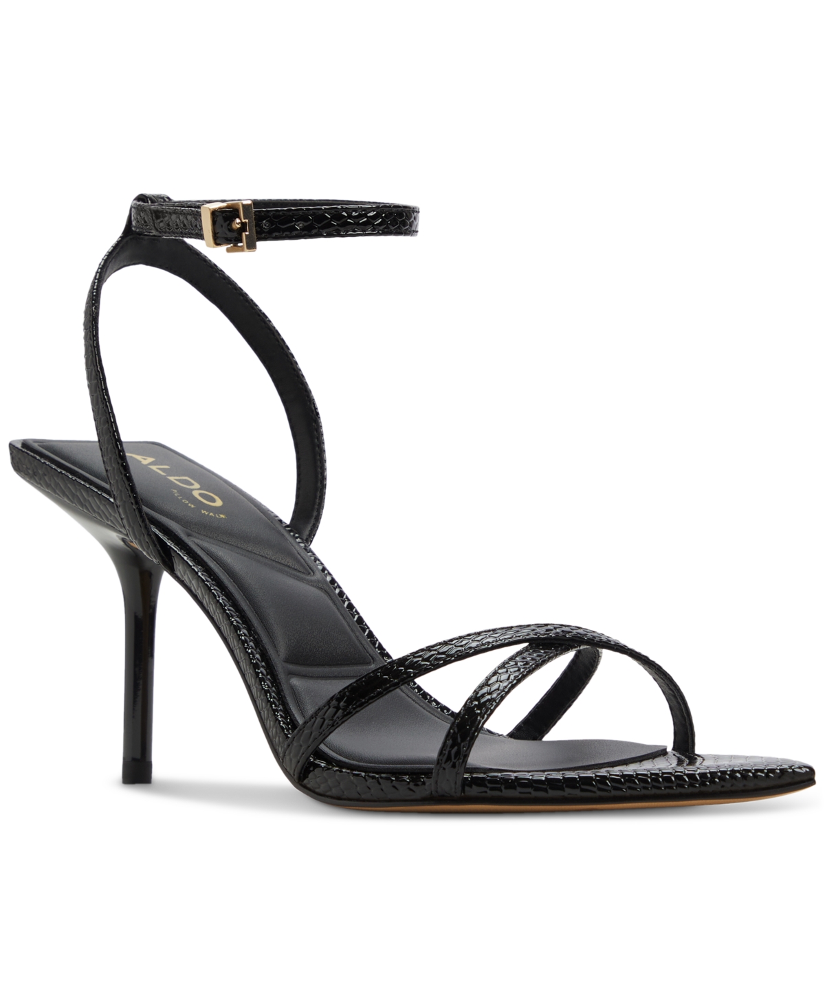 Shop Aldo Women's Adrina Two-piece Dress Sandals In Black Snake Embossed