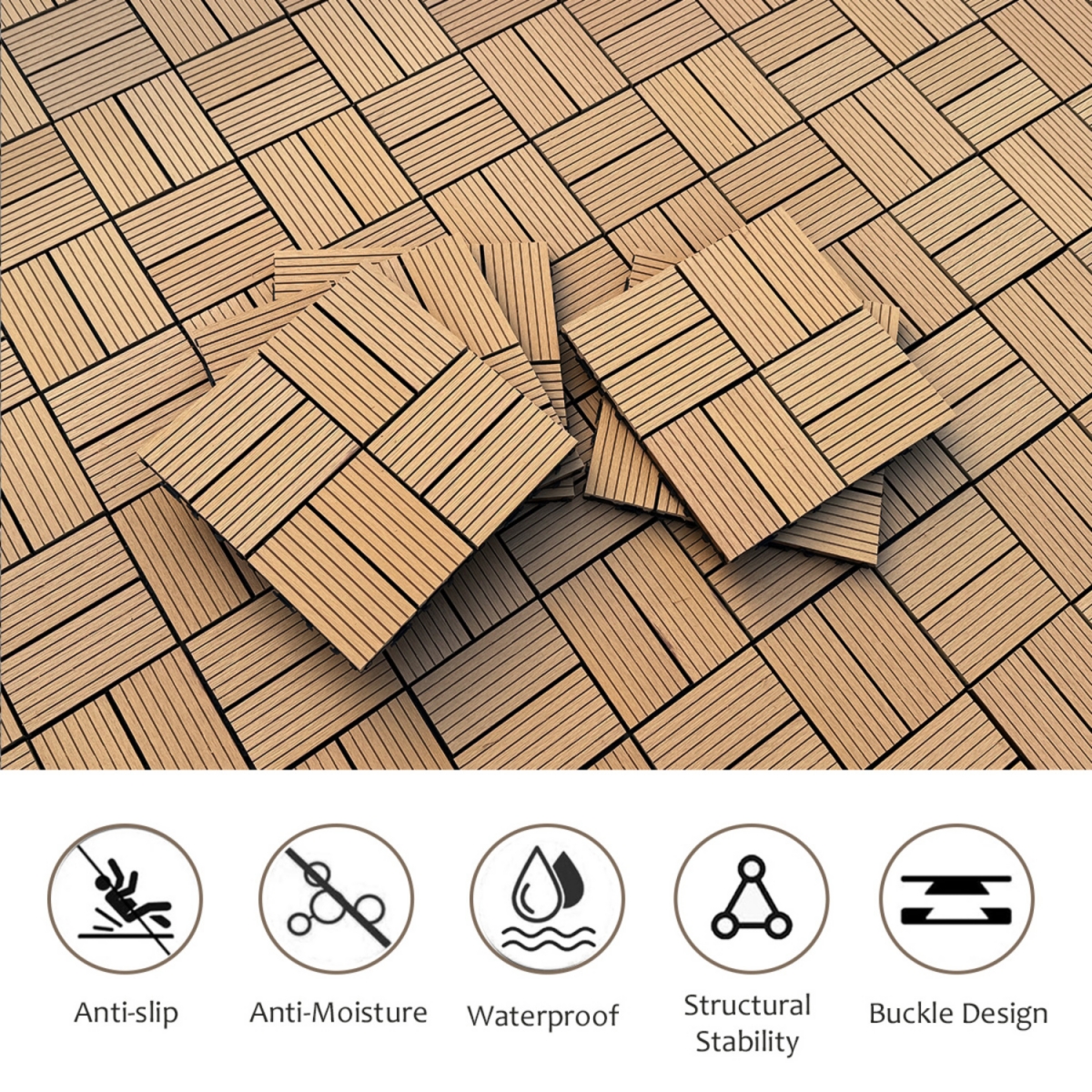 Streamdale Furniture Streamdale Durable Composite Deck Tiles (Set of 20)