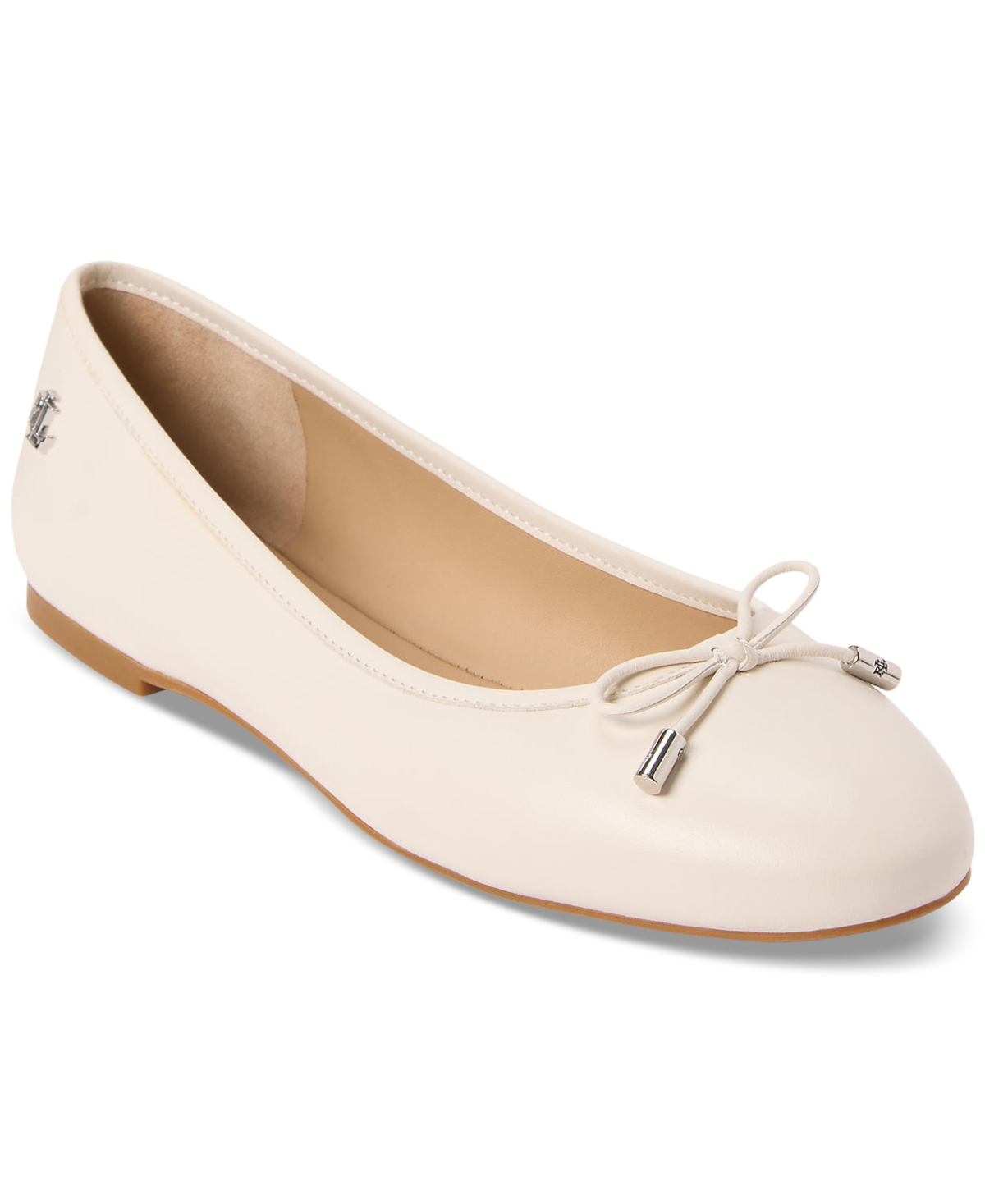 Ralph Lauren Jayna Cream Leather Ballet Flats Women In Soft White