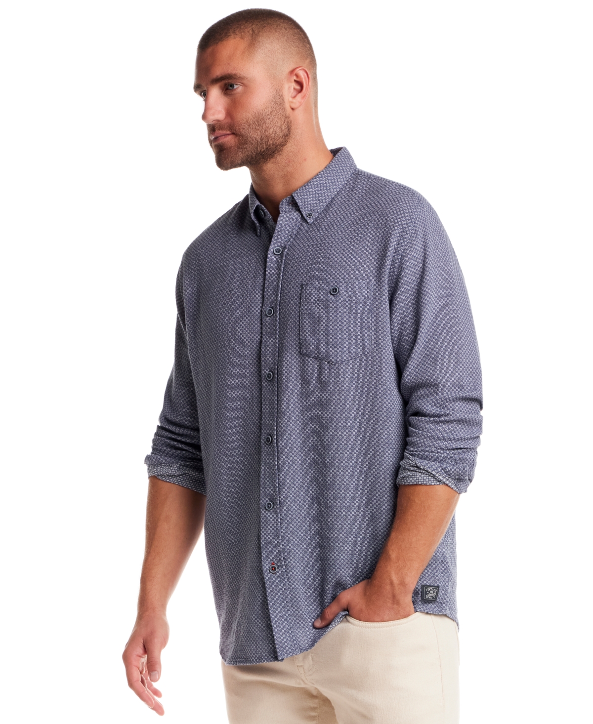 Weatherproof Vintage Men's Regular-Fit Geometric Dobby Button-Down Shirt