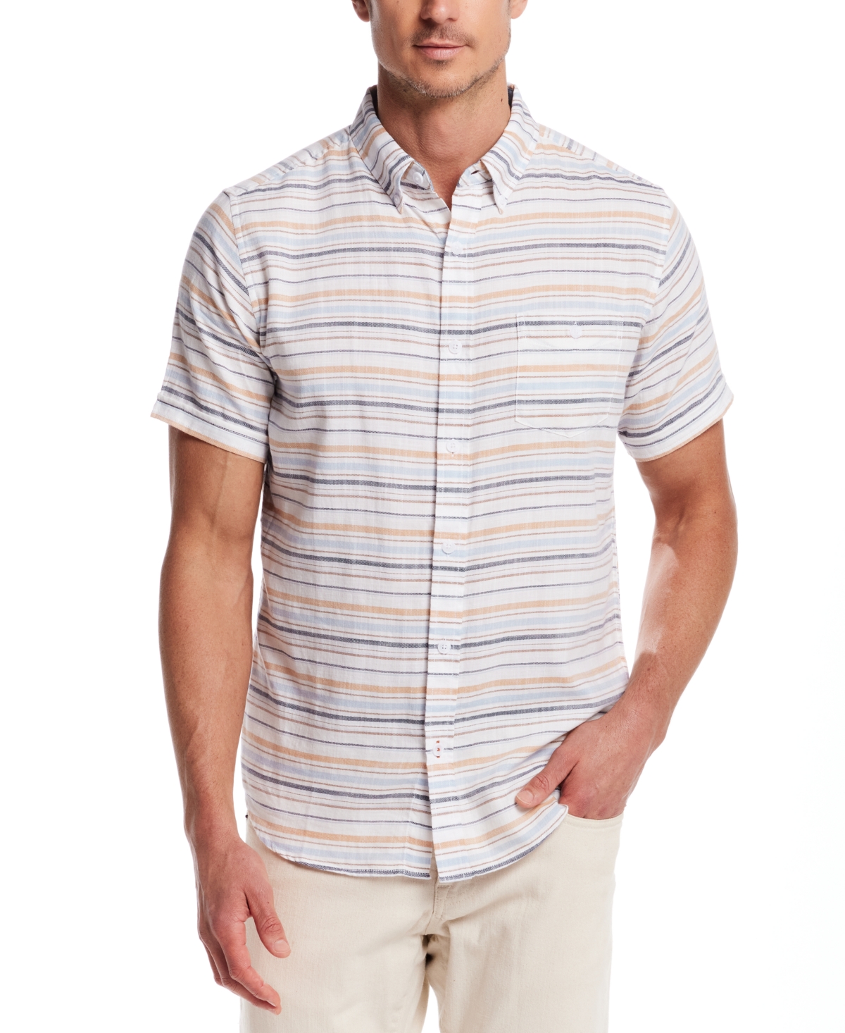 Men's Twill Stripe Button-Down Shirt - Wheat