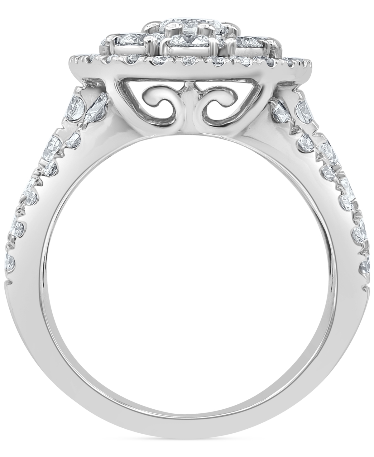 Macy's Diamond Cluster Halo Ring (3 Ct. T.w.) In 10k White Gold In White Gold