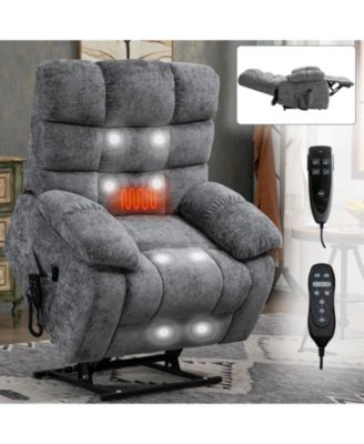 Lift Recliner Chair Heat Massage Dual Motor Infinite Position Up to 350 LBS Large Electric Power Lift Recliners with Power-Remote