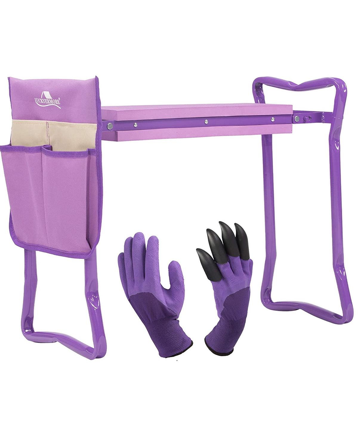 Slickblue Foldable Garden Kneeling Bench Stool with Soft Foam and Tool Pouch