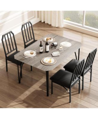5 Piece Dining Set Upholstered Chairs Rectangular Table