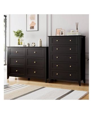 5-Drawer Wood Deep Storage Nickel Handle Modern Chest of Drawers