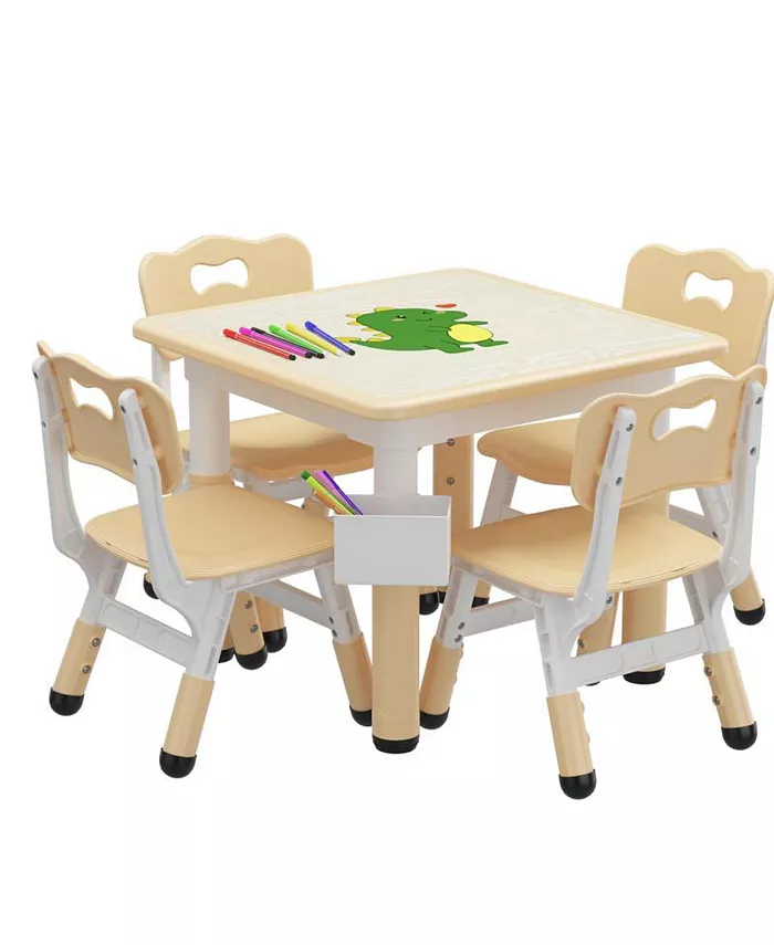 gaomon Toddler Table and 4 Chairs Set with Graffiti Desktop