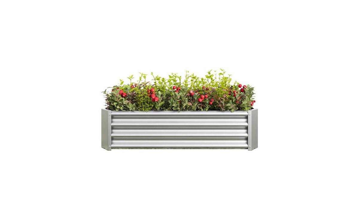 Metal Raised Garden Bed Rectangular Planter for Flowers, Vegetables, and Herbs - Silver