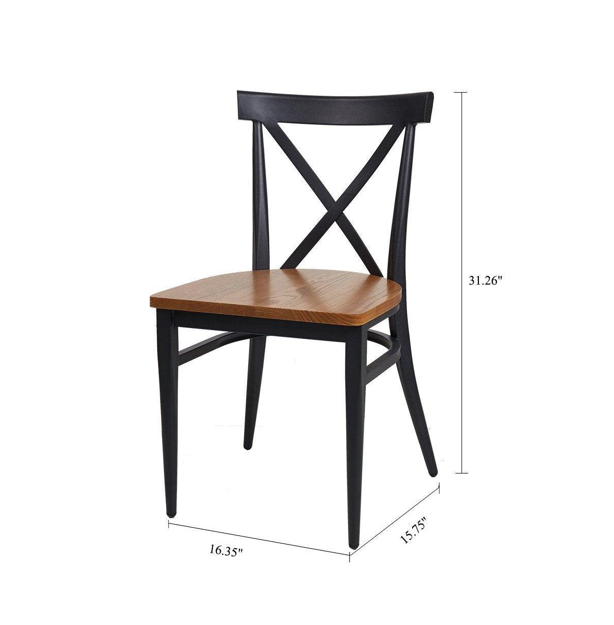 Slickblue Set of 2 Outdoor Bistro Chairs – Stackable Cafe Chairs with Elegant Cross Back Style - Black