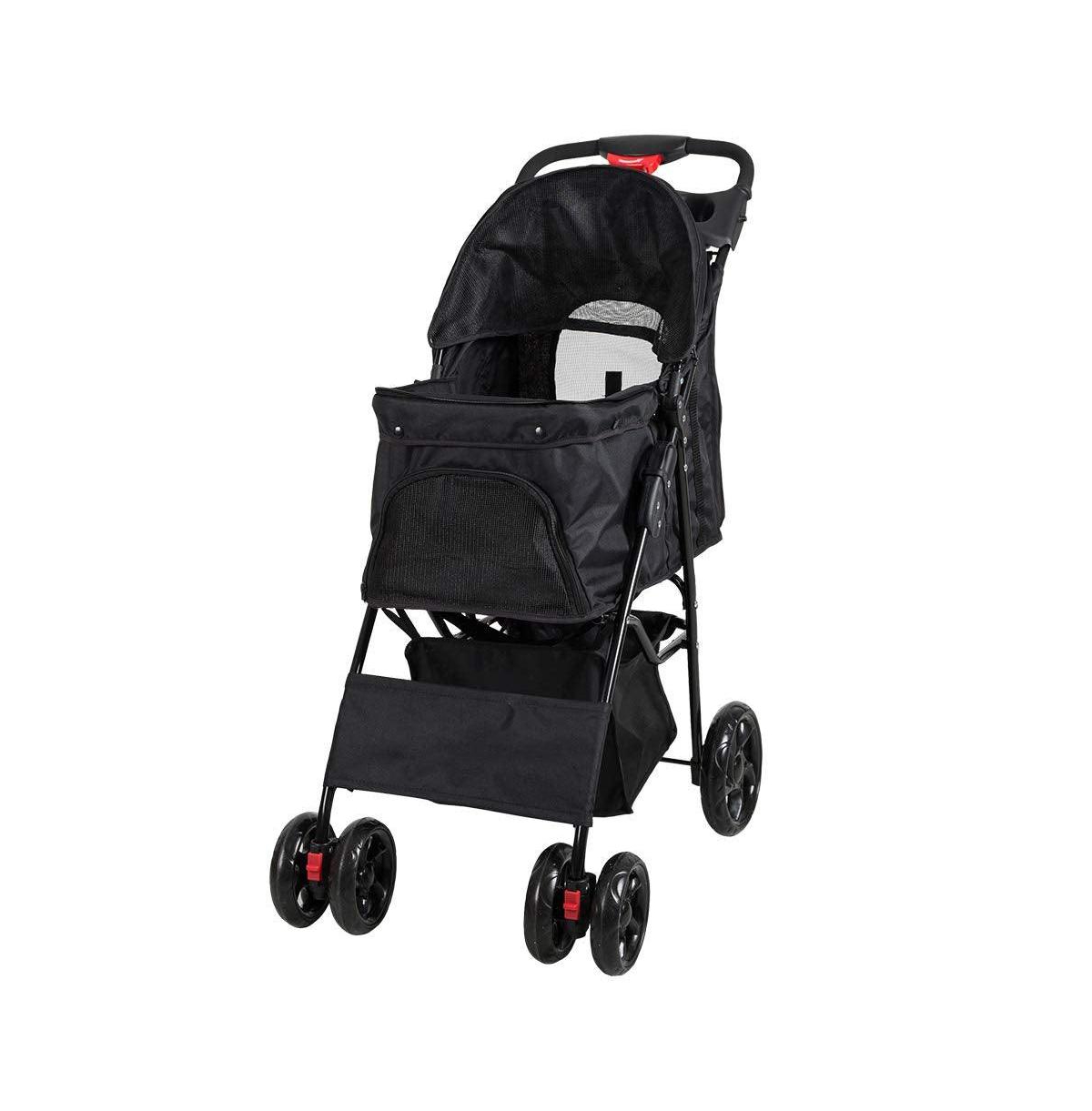 Slickblue Folding Pet Stroller - 360° Swivel Wheel Travel Carrier for Small Dogs & Cats