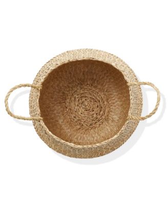 Seagrass Belly Basket with Handles - Large, Natural Woven Storage Bin Planter for Home Decor, Indoor Plant Pot Cover