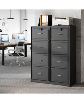 4-Drawer File Cabinet, Vertical Filing Cabinet with Lock, Wood Storage Cabinet , Locable File Cabinet for A4/F4/Letter/Legal Size Files