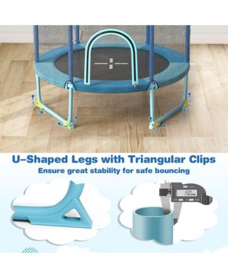 60'' Trampoline for Kids w/ Gymnastic Bar Rings Foamed Handle No Gap Design