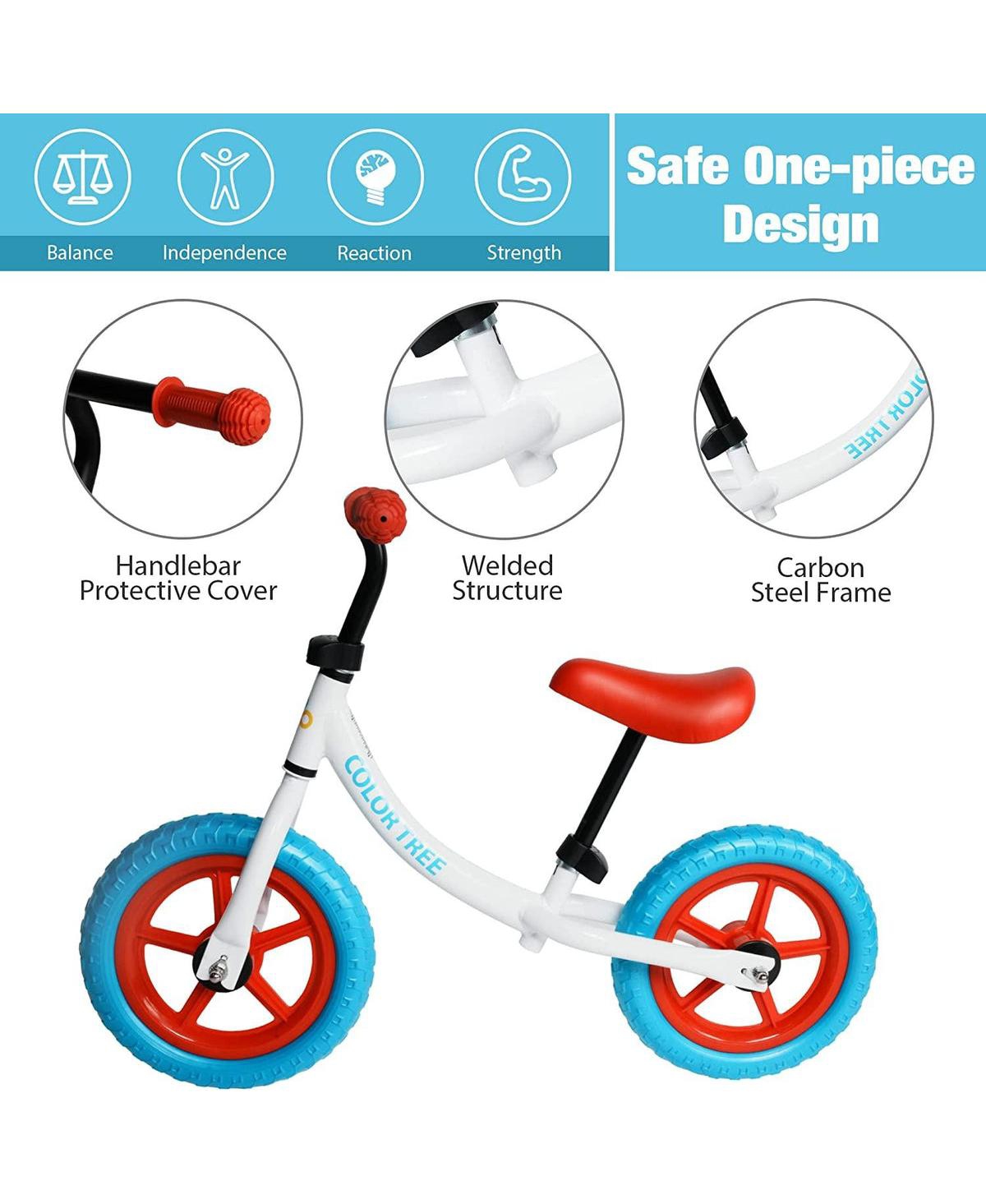 Slickblue No-Pedal Balance Bike for Kids - Adjustable Handlebar and Seat for Ages 3-5 Years - White