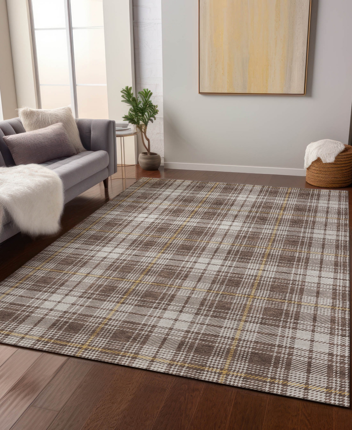 Addison Chantille Machine Washable Acn993 9'x12' Area Rug In Brown