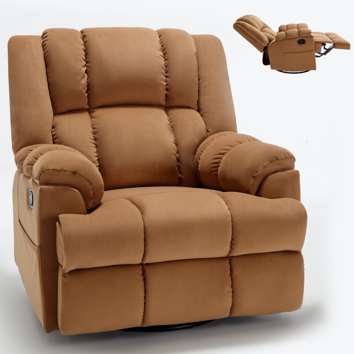 Boyel Living Manual Recliner Chair with Rocker and Swivel in Fabric for Living Room