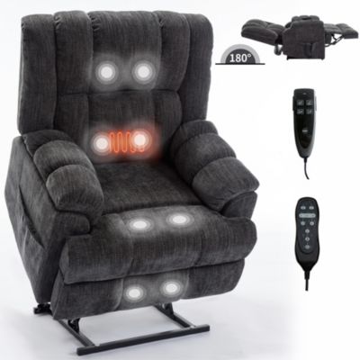 Dual Motor Heat Massage Infinite Position Up to 350 LBS Electric Power Lift Recliners with Power-Remote