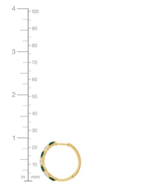 Lab Grown Emerald (1-7/8 ct. t.w.) & Lab Grown Diamond (1-1/2 ct. t.w.) Small Hoop Earrings in 14k Gold, 0.82" (Also in Lab Grown Ruby & Lab Grown Sapphire)